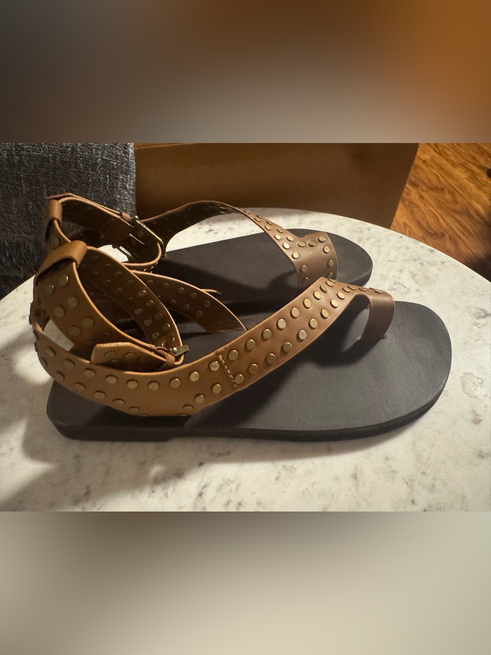 Free People Brown Studded Ankle-Strap Sandals - Picture 5 of 5